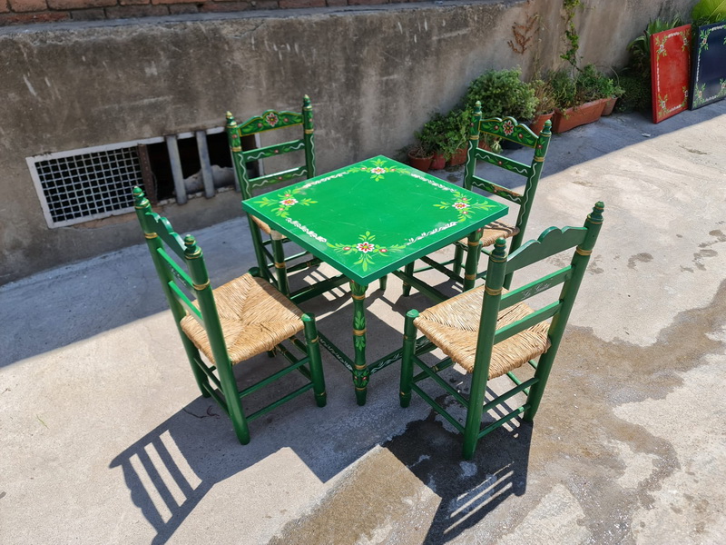 conjunto mesa madera andalucia mesa 64.5x68x67.5 2u